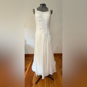 Vintage White Beaded Wedding Gown